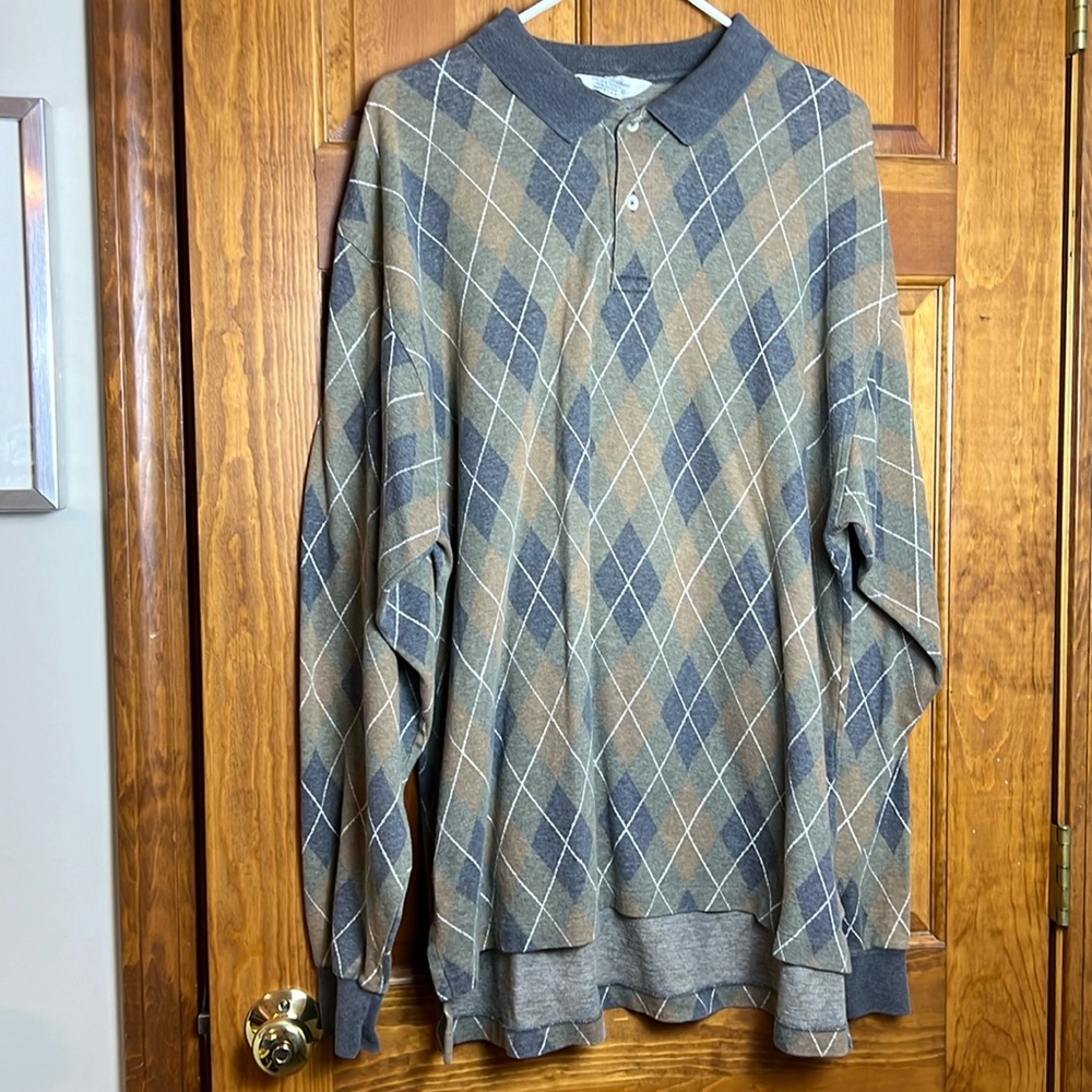 Men's Brooks Brothers 100% Cotton Size XL Polo Green and Gray